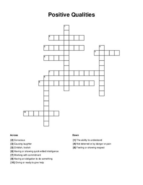 positive quality crossword